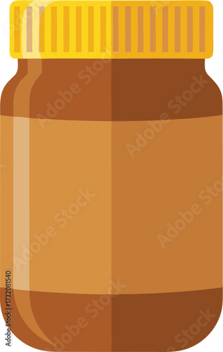 A classic jar of smooth peanut butter featuring a yellow lid, ideal for breakfast spreads, snack time, and kitchen pantry designs