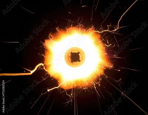 Bright, central sparkler bursts outward