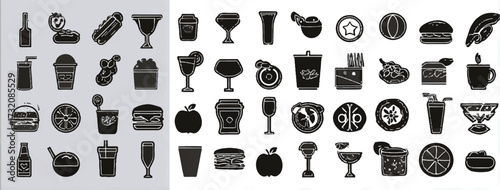 Black and white hand drawn food and drink icons creating an enjoyable pattern wallpaper