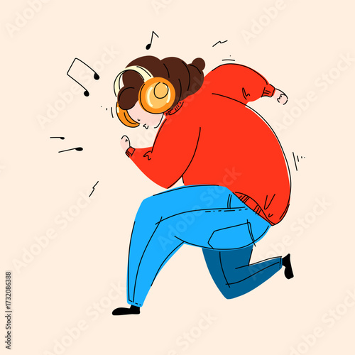 An Energetic Person Fully Enjoying Music While Wearing Headphones
