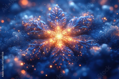 Wallpaper Mural Glowing lights illuminate a delicate snowflake. Torontodigital.ca
