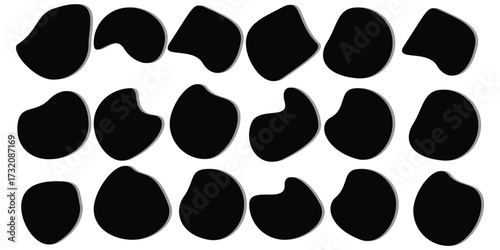 Blobs icon. Rock black icons. Drops or stone silhouettes. Vector set of black blobs . Organic blob shapes collection