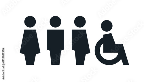 All gender restroom sign. Toilet line icon, linear style vector pictogram. WC gender symbol.
