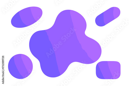 Abstract fluid gradient shapes set. Modern liquid amoeba blobs with violet and purple color. Dynamic vector elements for presentation, web design, banner, wallpaper background.