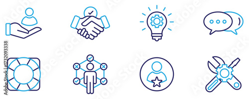 Online Assistance and Service Icons for Business Banner	