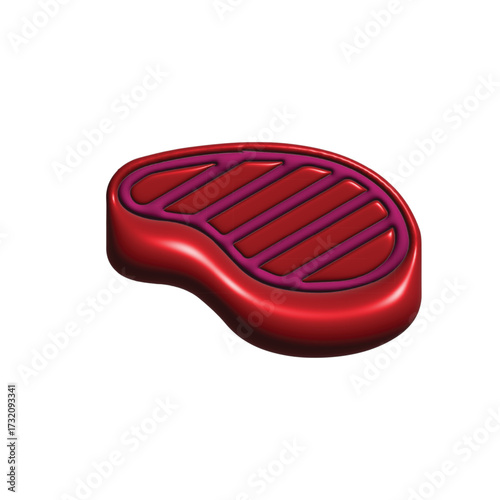 Realistic 3D Render of a Juicy Beef Steak Icon