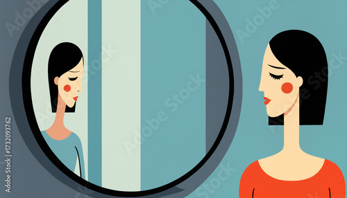 woman mirror reflection dua...