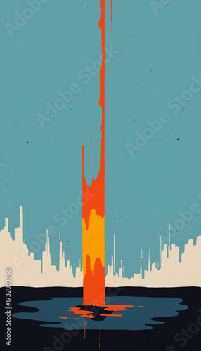 abstract drip orange vertic...