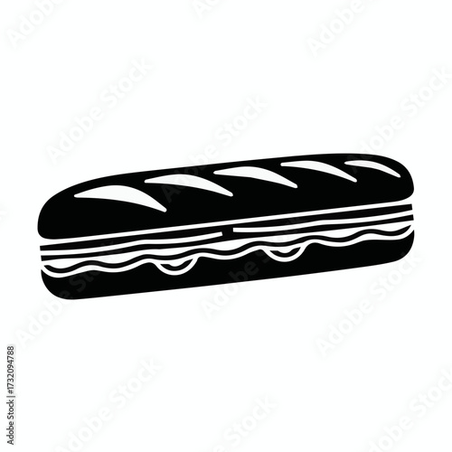 vector baguette sandwich clipart, icon, logo