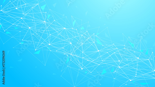 molecule DNA Structure, biology wireframe with polygon with connections in blue background template
