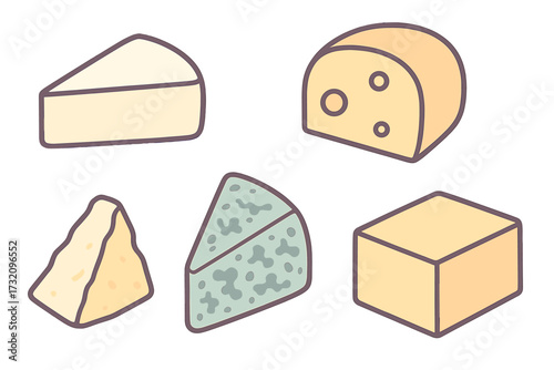 Delicious assortment of various cheese types including blue cheese, Swiss cheese, cheddar, brie, and parmesan