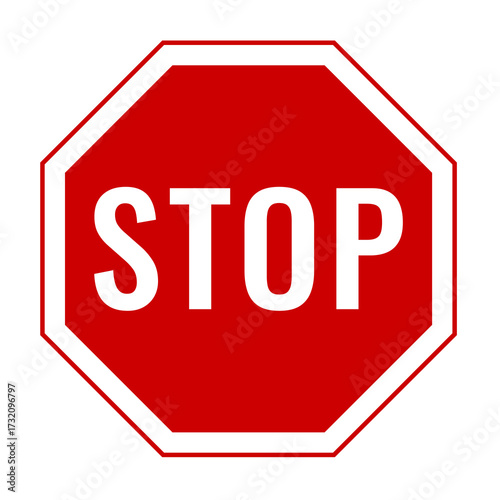 Bild auf Leinwand Red stop sign with white letters isolated on transparent background