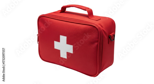 Photography Isolated red emergency medical kit ready for any health issue or hospital first
