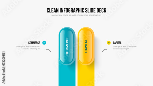 Modern Briefing Two Option Diagram Slideshow Template. Creative Profile 2 Step Infographic Presentation Design. Professional Plan Slide Layout Vector Illustration.