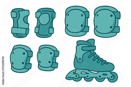Inline skate and protective gear set including wrist guards elbow pads and knee pads for rollerblading safety