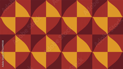 Retro Geometric Pattern with Interlocking Red and Yellow Arcs vintage