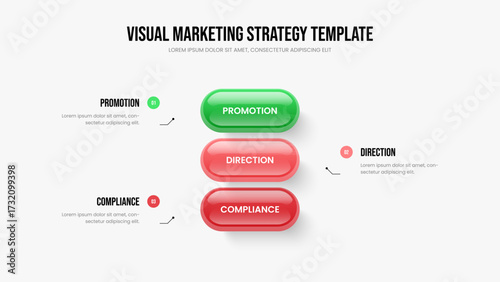 Digital Showcase Three Step Diagram Frame Layout. Visual Solution Presentation Template Vector Illustration. Market Briefing 3 Option Infographic Slide Design.