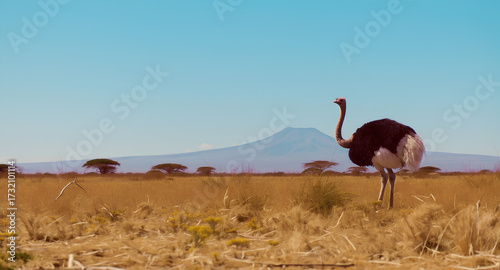ostrich in the desert