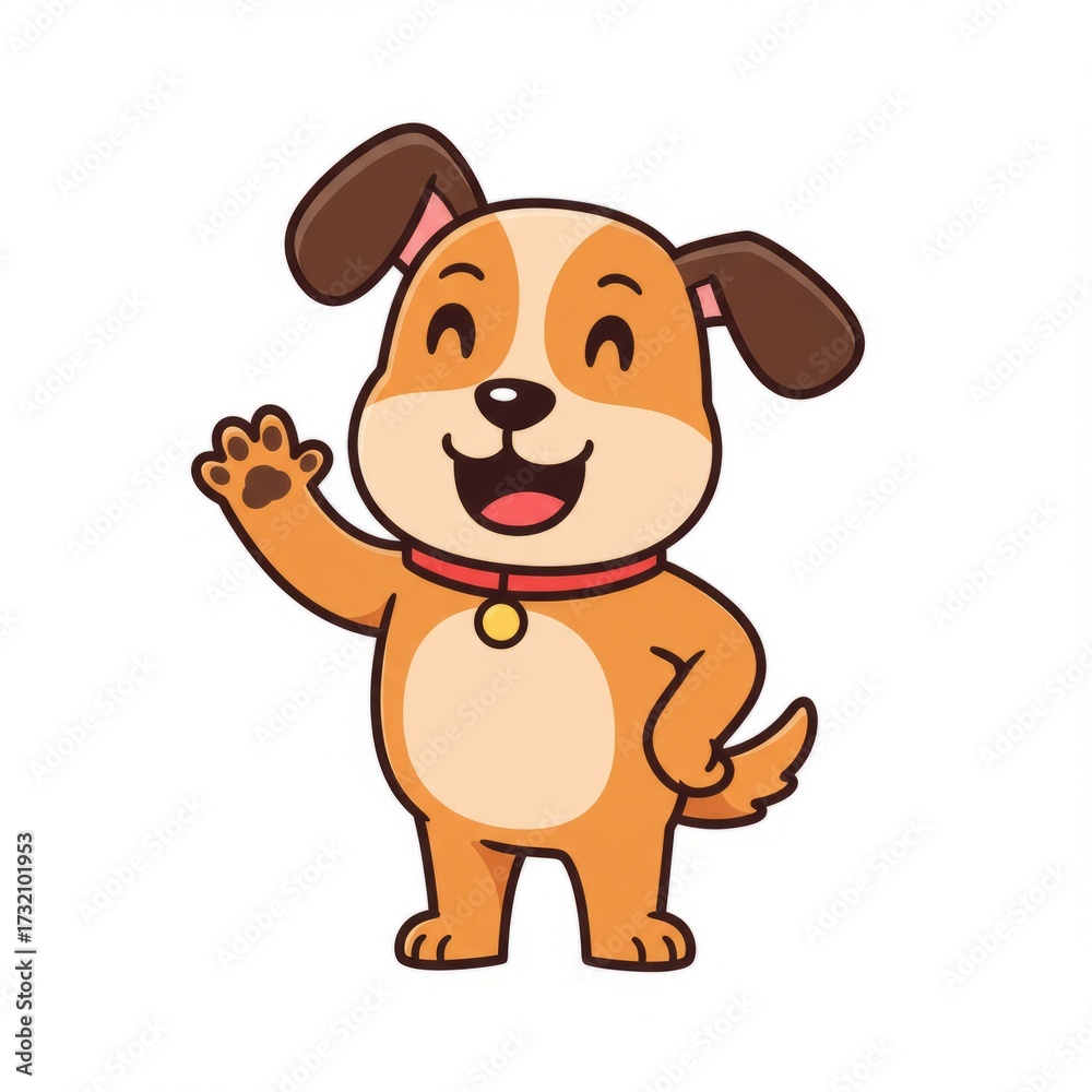 Fototapeta premium Dog mascot illustration on white background. Cute, playful, and friendly character design, perfect for pet branding, logo identity, and cartoon style concepts.