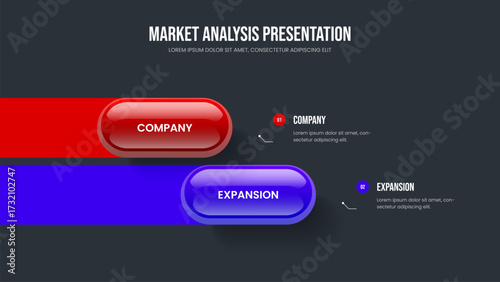 Project Plan Two Option Infographic Slideshow Template. Enterprise Showcase Presentation Layout Vector Illustration. Advertising Portfolio 2 Element Diagram Slide Design.