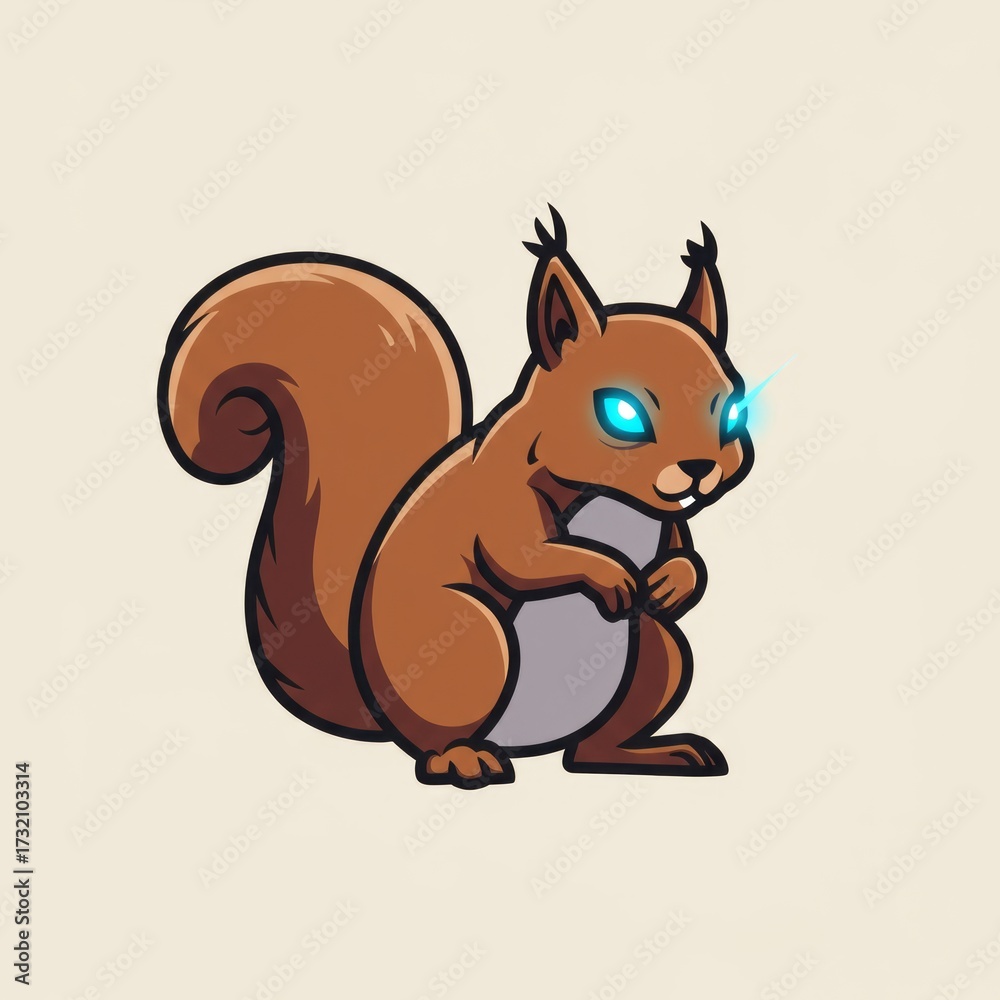 Fototapeta premium Esport squirrel mascot illustration on white background. Bold, modern, and playful character design, perfect for gaming logo, sport team branding, and digital identity concepts.