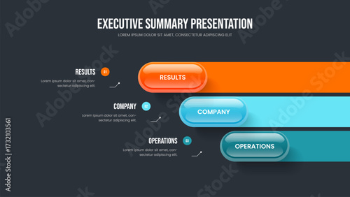 Market Strategy Three Step Diagram Frame Design. Financial Planning Slide Layout Vector Illustration. Product Campaign 3 Element Infographic Slideshow Template.