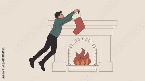 young man with christmas sock