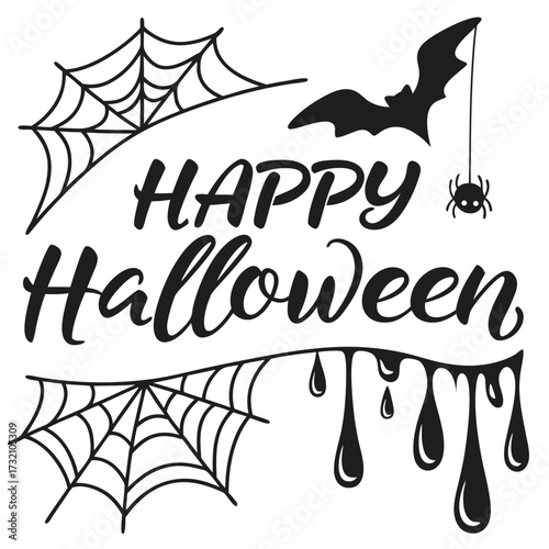 Happy Halloween Dripping Web Silhouette Art