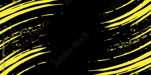 yellow black brush wrap car sticker pattern abstract banner sporty lines light blue black color combination grunge brush pattern, Eps 10, Vector Illustration.