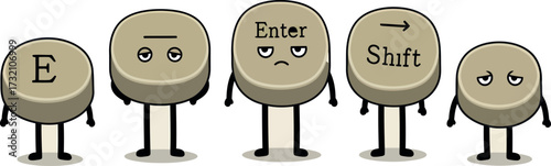 Cute Cartoon Keyboard Keys with Faces