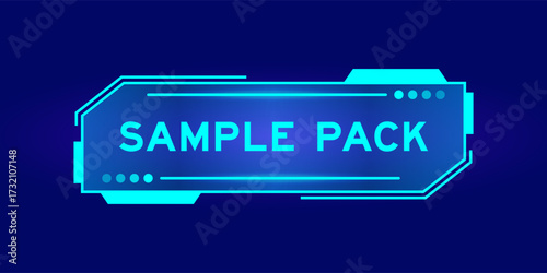 Futuristic hud banner that have word sample pack on user interface screen on blue background