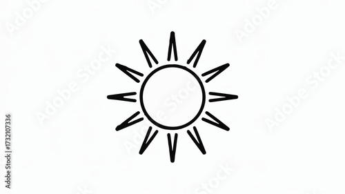 Minimalist sun design radiating warmth and energy, perfect for summer projects, travel themes, or optimistic branding with modern simplicity and solar brilliance