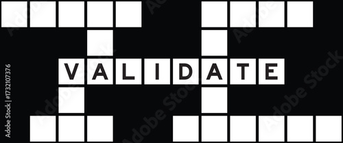 Alphabet letter in word validate on crossword puzzle background