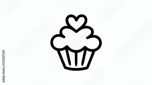 Whimsical cupcake with a sweet heart topping, perfect for celebrations, baking, and expressing affection, a delightful treat for any occasion.