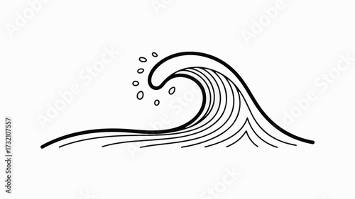 Dynamic crashing wave illustration with water splashes, perfect for coastal branding and summer designs