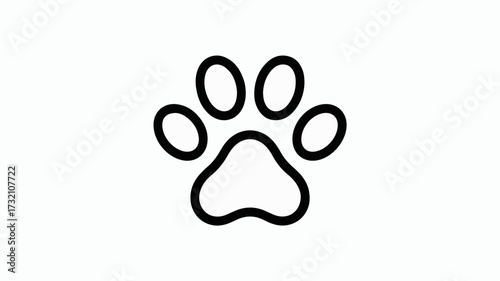 Minimalist black paw print icon symbolizing animal love, pet care, and canine companionship for diverse applications.