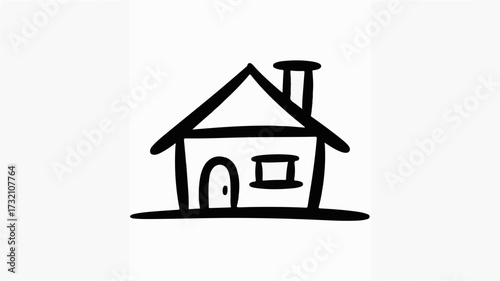 Charming hand-drawn house icon symbolizing home ownership, real estate, or a simple dwelling, perfect for design projects.