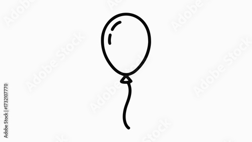 Simple black outline balloon floats with a gentle curve, perfect for celebrations, parties, and playful designs.