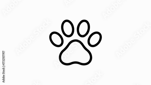 Simple, bold black paw print outline for pet care branding and animal adoption campaigns, conveying love and loyalty