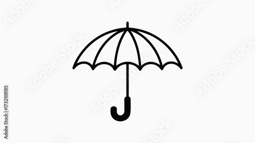 Simple black outline umbrella icon symbolizing protection, safety, and weather readiness for diverse design projects