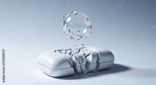 Abstract representation of Eco cosmetics with a glowing orb above box  