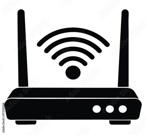 Minimal wi fi router silhouette icon for connectivity and technology