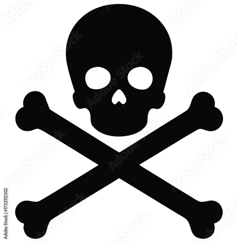 Simple solid black skull graphic design element