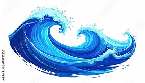 Fototapeta Naklejka Na Ścianę i Meble -  Two powerful, stylized ocean waves cresting