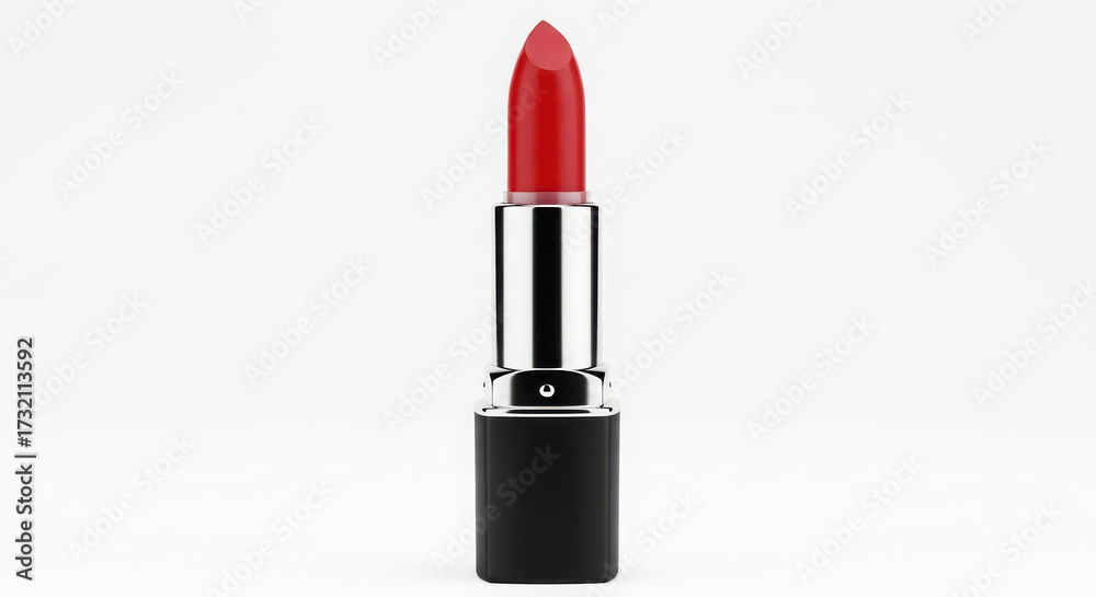 Obraz premium Classic red lipstick tube isolated on a white background