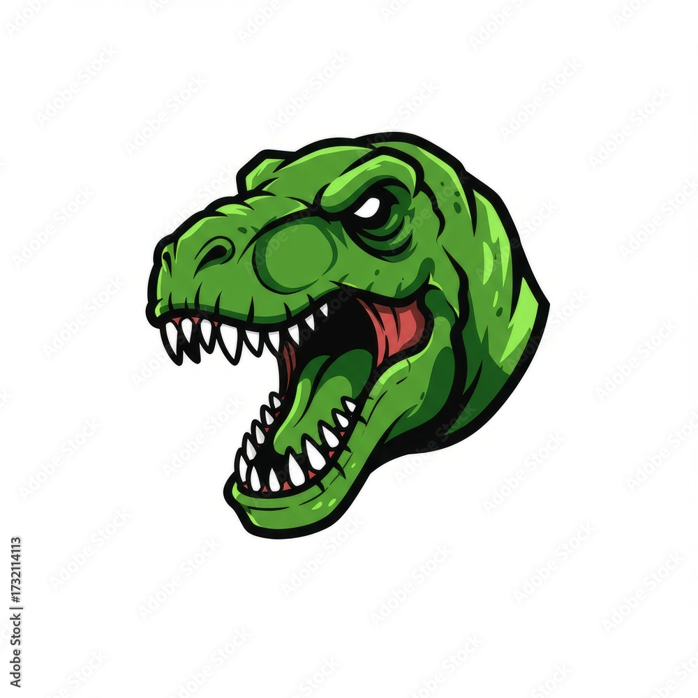 Obraz premium Esport T-Rex mascot illustration on white background. Fierce, bold, and powerful dinosaur character design, perfect for gaming logo, sport team branding, and digital identity concepts.