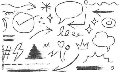 Hand Drawn Sketch Doodle Icon Elements Vector Illustration