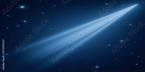 Dark blue night sky background with glowing stars and cosmic light in the galaxy