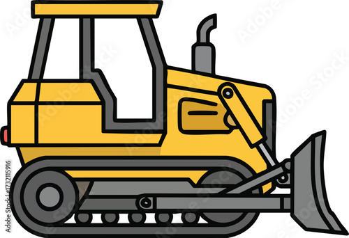 yellow bulldozer isolated on white