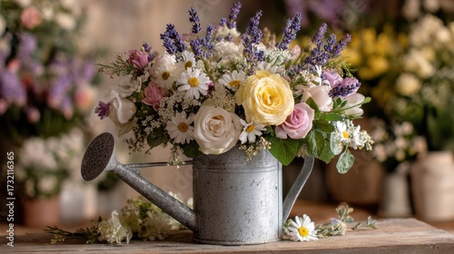 Floral arrangement in can
